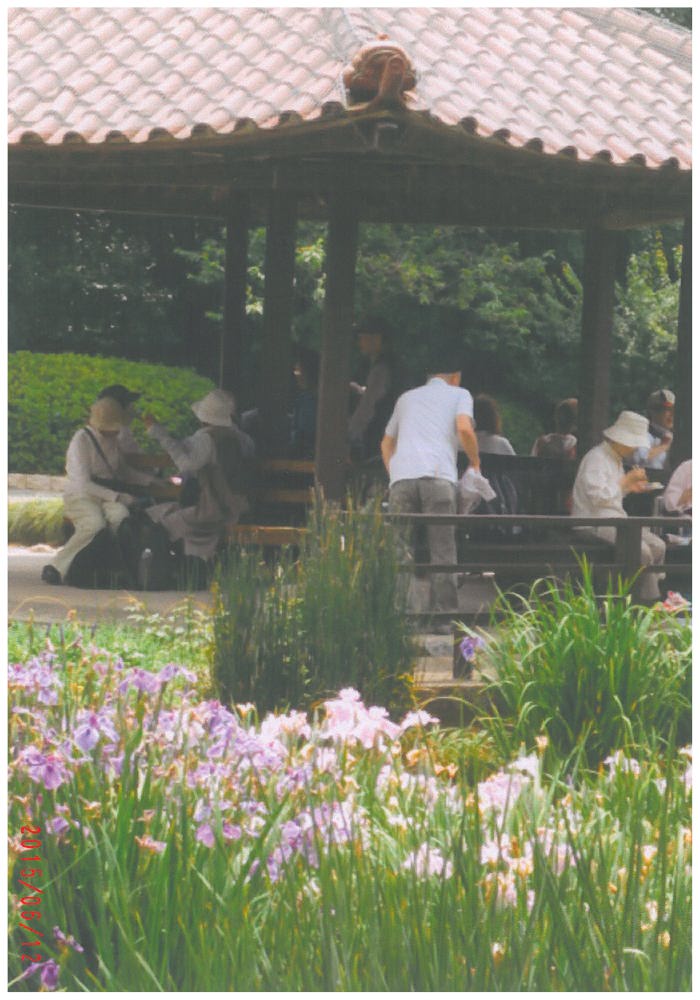 城北公園では花を観賞しながら、お弁当を楽しみます。地区在住の60歳以上の方が100人近く参加されます。